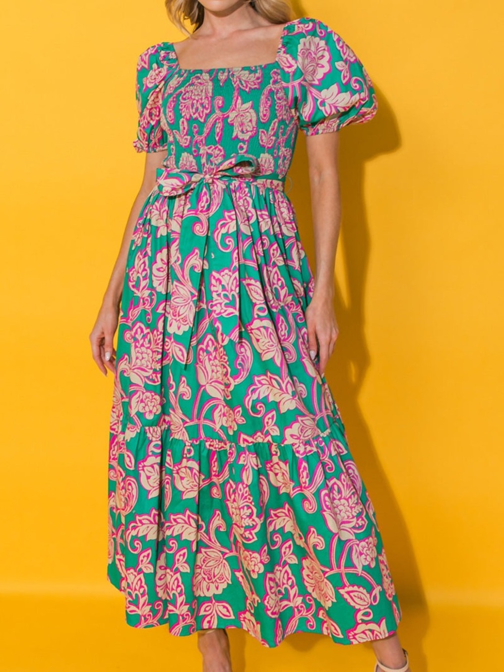 RUN TOWARDS LOVE POPLIN ANKLE DRESS Flying Tomato size Small S